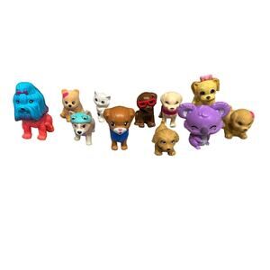 Barbie Pets Mini Figures Mixed Lot Of 11 - Flocked & Smooth Plastic Animals
